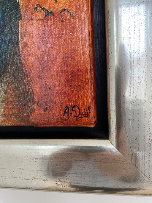 Indiase meisjes Anita duiff gesigneerd acyl op canvas 43x43