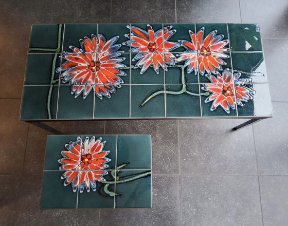 Image 1 of Salontafel met bijzet tafeltje Adri jaren 60/70