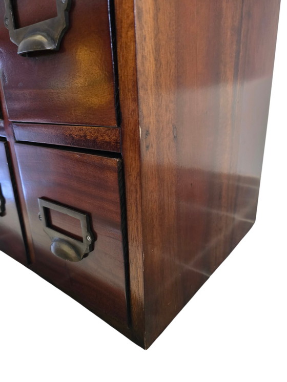 Image 1 of Cassettiera vintage in legno con 4 cassetti – stile biblioteca/farmacia