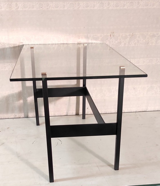 Image 1 of Modernist coffee table in metal, glass and brass - 1950s