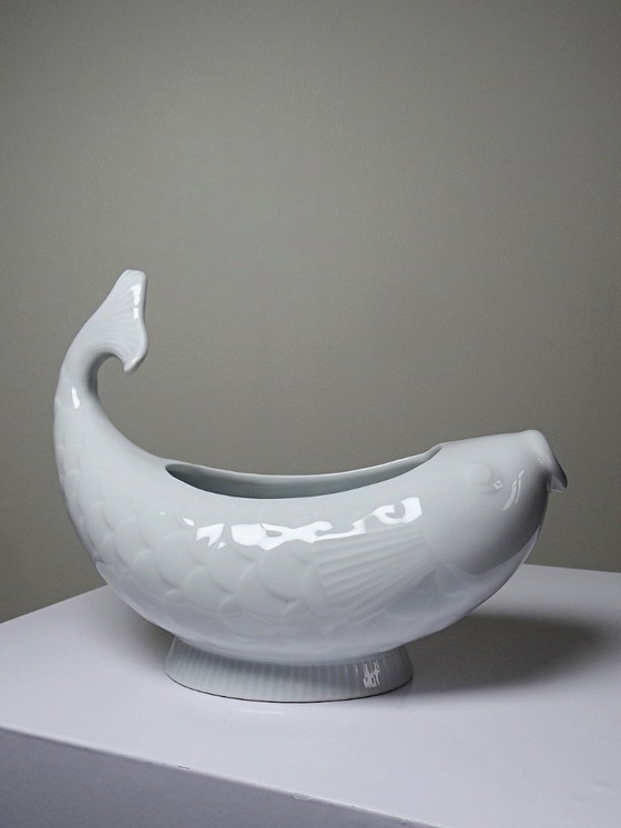 Image 1 of White porcelain fish-shaped gravy boat, Ocean France, 1970s-1980s