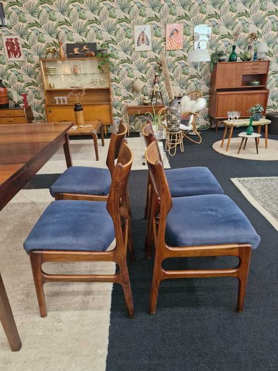 Image 1 of Set da pranzo vintage con tavolo allungabile e 4 sedie in palissandro, anni '70