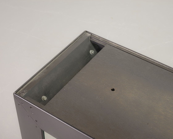 Image 1 of Exclusive Striking Minimalist Handmade Silver Mirror Console Table / Wall Art Object, 1980s