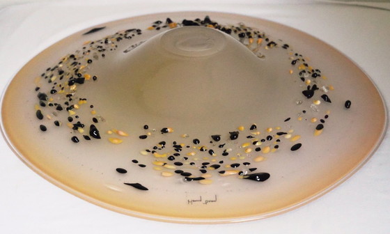 Image 1 of Large Hand-Blown Art Glass Plate by Henry Dean 45cm