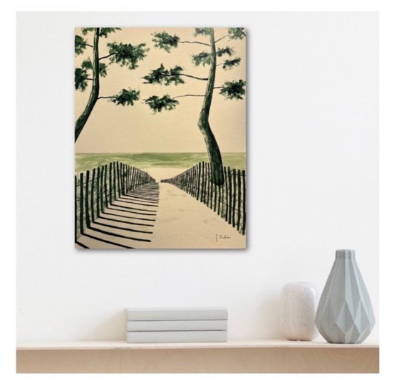 Image 1 of Inchiostro verde oliva su carta naturale da 250 g. Dimensioni 40x30 cm.