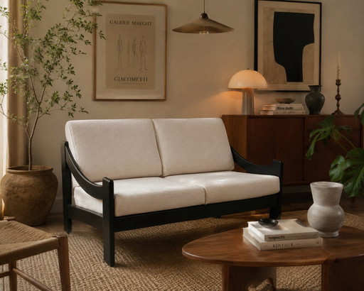 Vintage Scandinavian style two-seater sofa, reupholstered