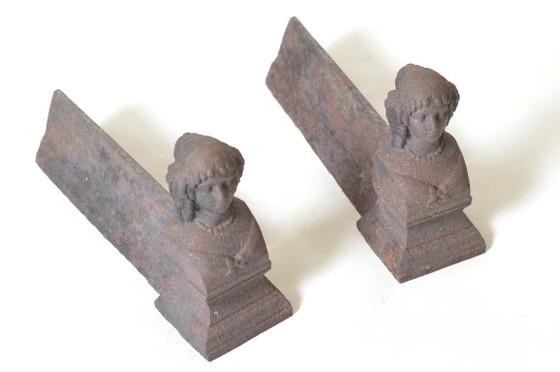 Image 1 of 19th Century Cast Iron Andirons, 1890s, Set of 2