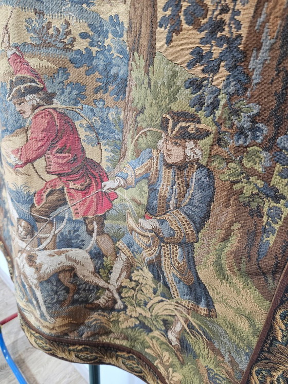 Wandtapijt met jachtmotief in Aubusson-stijl van JP Paris, jaren 70 – Wanddecoratie, Textile, 1970 (photo 4 of 18)