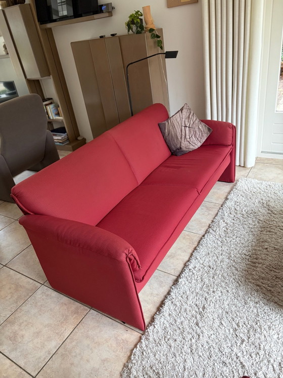 2 Leolux banken bora bora, 2 zitsbanken, Textiel, Rood (foto 3 van 5)