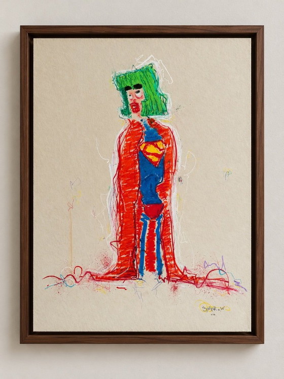 Exclusive Painting – Jacques Sparrow - Amsterdam - Superman – Paintings & Drawings, Wood (photo 2 of 9)