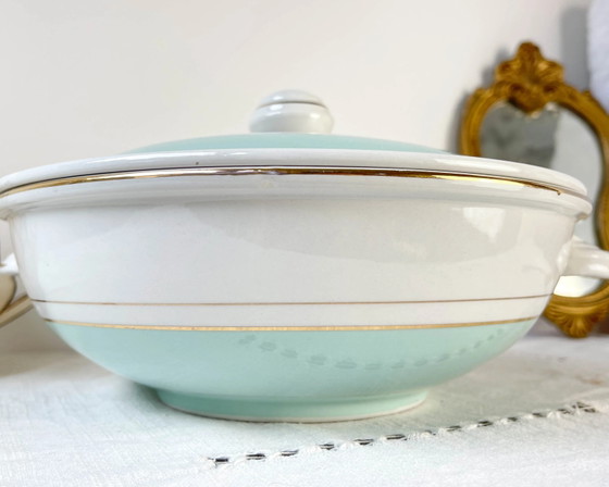 Soupière Vintage Porcelaine Blanche Verte LUNEVILLE EPINAY France Années 50 – Vaisselle (photo 4 of 10)