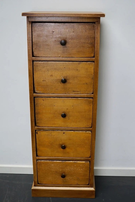 Antique Dutch ochre-yellow chest of drawers, early 20th century