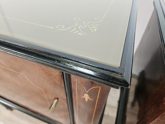 1960s Mahogany Burl Nightstands With Glass Tops – Wood (photo 8 of 20)