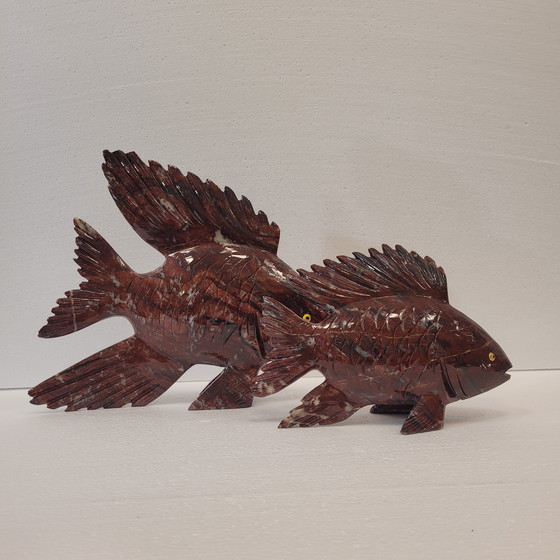 Image 1 of Coppia di pesci, diaspro rosso, XX secolo - Cina