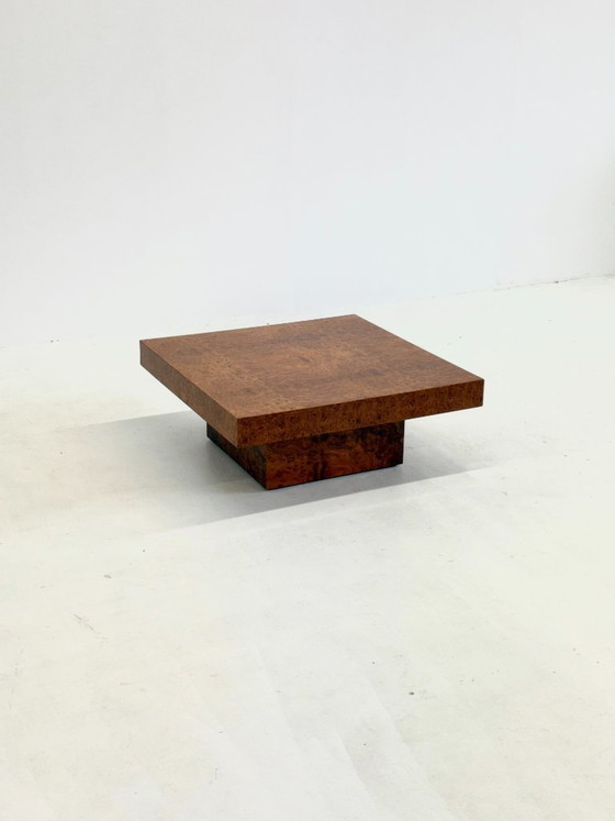 Image 1 of Square coffee table by Fratelli Turri with burl wood