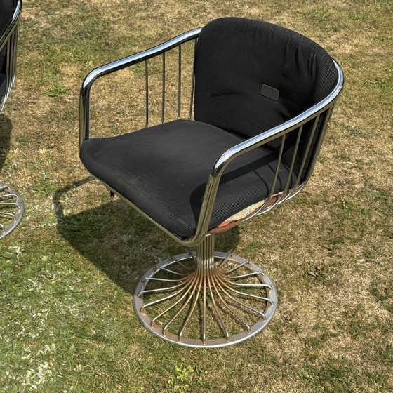Image 1 of Rima Italy Zes vintage chromen stoelen uit de jaren 70 | Gastone Rinaldi-stijl | Mid-century modern | Space Age-design