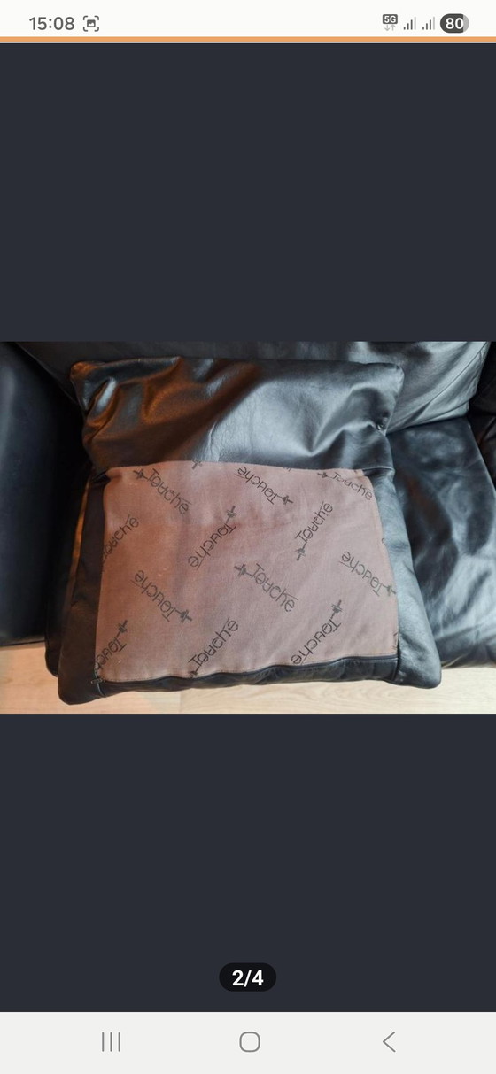 Image 1 of Divano Touché in pelle nera, spazioso due posti