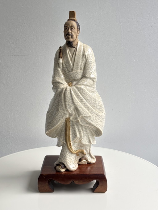 Statuetta vintage in ceramica Shiwan proveniente dalla Cina – decoratieve objecten, Wood