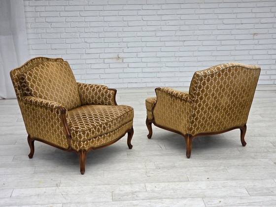 Image 1 of 1950s Danish Relax Chair, Furniture Velour, Carved Ash Wood