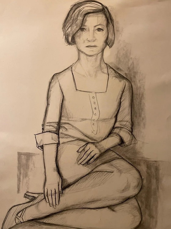 Maurice Stoppani – Wise Young Girl – Dessin Original 1967 – 65x50 cm – Peintures et dessins, Paper (photo 8 of 10)