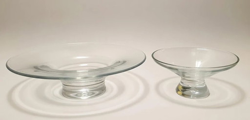 Vintage Krosno Poland Kristalglas Etagère Set Bonny Serie, Luxe Fruitschaal & Bonbonschaal!