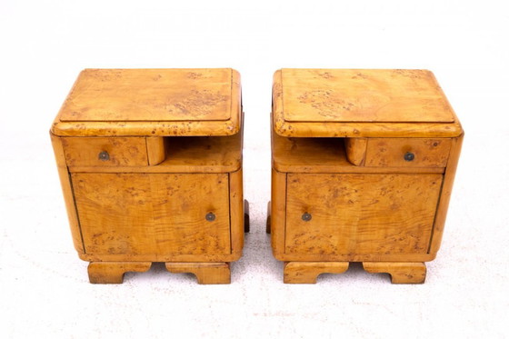 Image 1 of Pareja de mesillas de noche, Polonia, años 30.