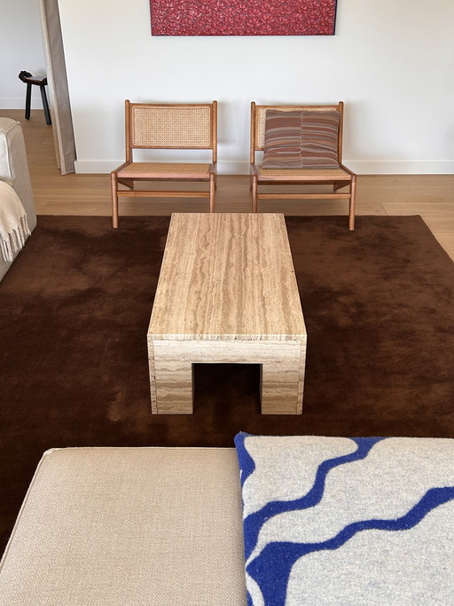 Vintage travertine coffee table, Italy 1970s