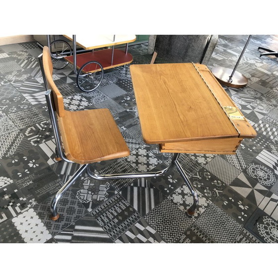 Image 1 of Vintage school table in beech wood, Czechoslovakia 1940