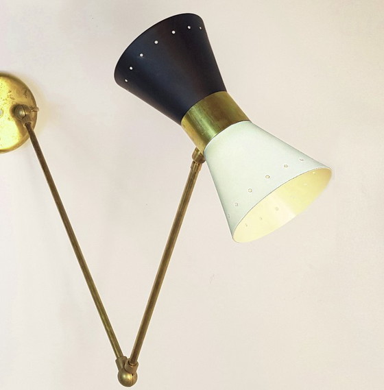 Diabolo Gelenk-Doppelwandleuchte, Design aus den 1950er Jahren – Wandleuchten, Brass, Metal (photo 5 of 15)