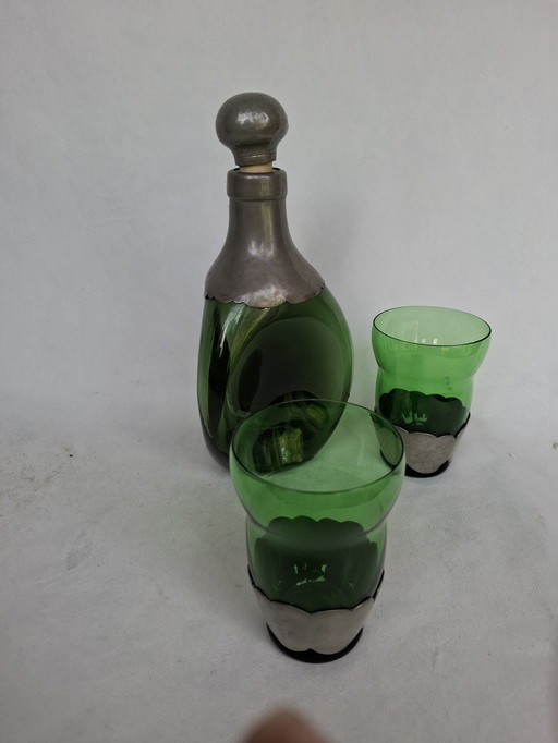Carafe Leerdam/gero avec 2 verres artdeco