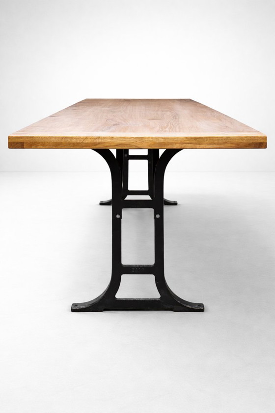 Dining table with oak top and cast iron base, Reclaim Studio, Wood, Brown, Rustic (photo 4 of 7)