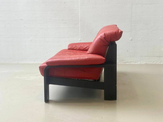 Ligne Roset vintage leren bank, jaren 80 – 3-5 zitsbanken, Wood, Leather (photo 9 of 13)
