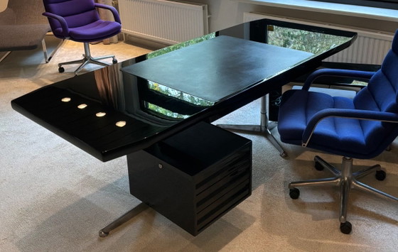 Vintage rare Desk Osvaldo Borsani for Tecno. Circa 1954., Wood, Metal, Black (photo 5 of 7)