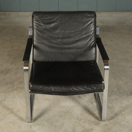 Image 1 of Vintage Designer Armchair - Black Leather - 1960s