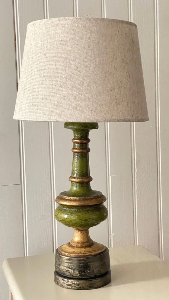 Image 1 of Vintage lamp van gedraaid hout