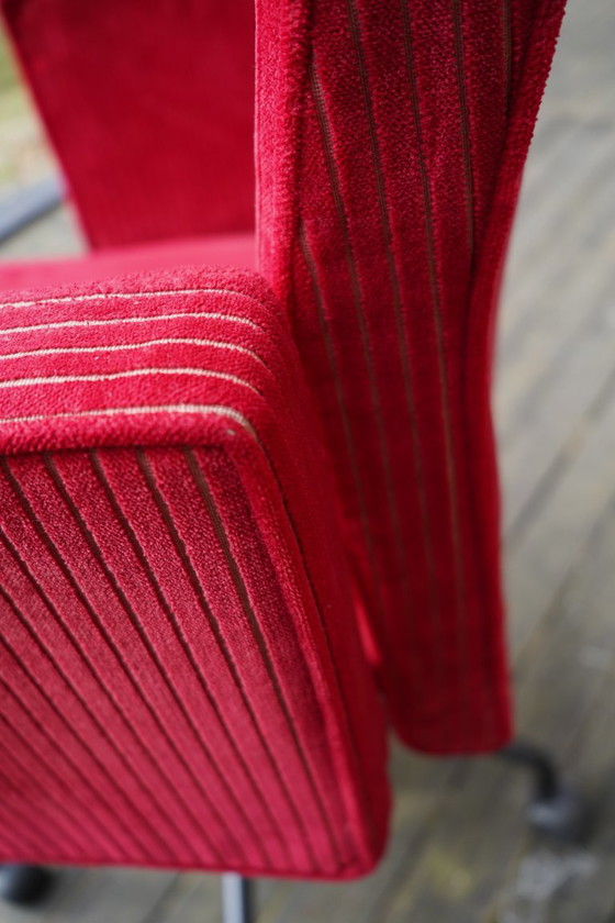 Bulo Pub & Club Red velvet chair on black chromed wheels, Office chairs, Textile, Metal, Vintage (photo 6 of 9)