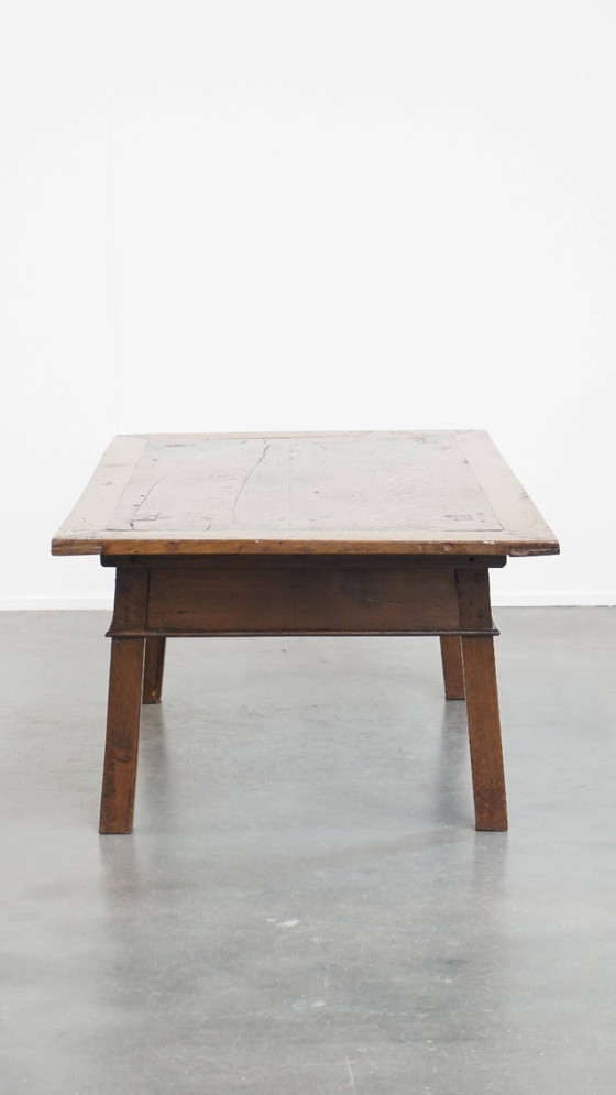 Image 1 of Antique South European Chestnut Coffee Table From The 18th Century With A Drawer