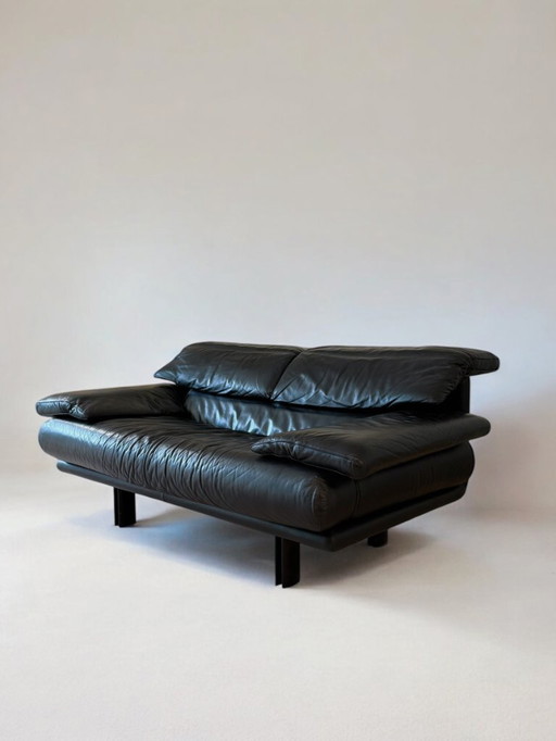 vintage Alanda sofa 160cm black leather by Paolo Piva for B&B Italia