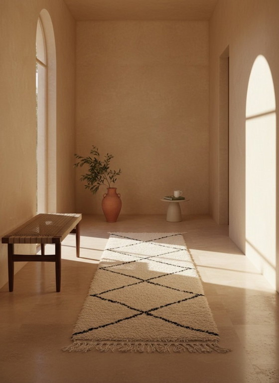 Image 1 of Neuer marokkanischer Beni Ouarain Läufer „Ysela“ | Handgewebter Berberteppich | 298 × 71 cm