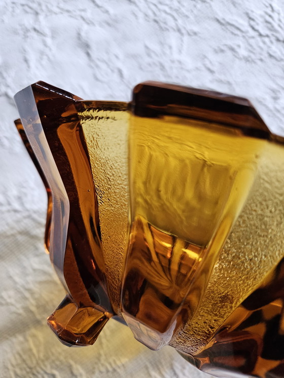 Image 1 of Glass Bowl/Fruit Bowl on 4 Feet - Art Deco - Stölzle Hermanova Hut