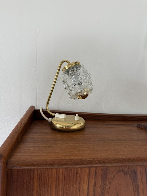 Lampada da tavolo vintage in vetro a bolle degli anni '70