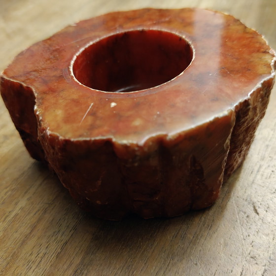 Image 1 of Vintage Onyx Ashtray Set – Red Stone – 1970s