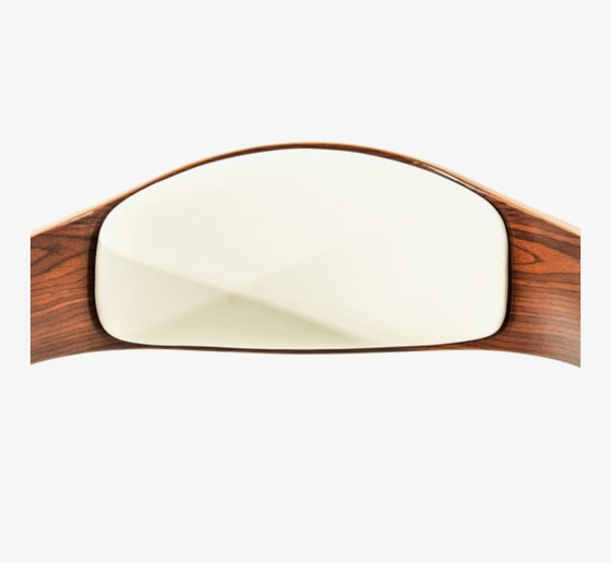 Image 1 of Set of 4 bar stools - With backrest - Armrest - Footrest - Faux leather - walnut/white