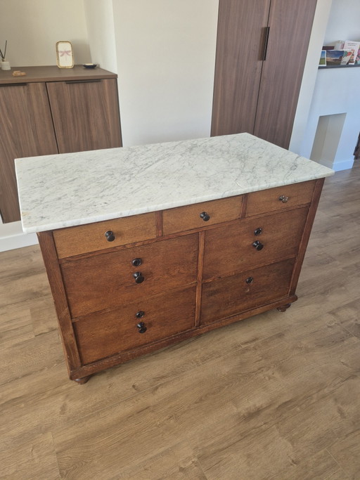 Cómoda/aparador antiguo con tapa de mármol – Aprox. años 20/30 – ladekasten, Marble, Wood
