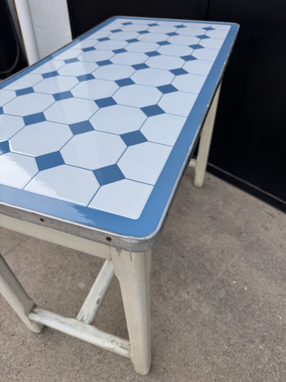 50s Enamelled Sheet Metal Wood Kitchen Table – Side tables, Vintage (photo 12 of 15)
