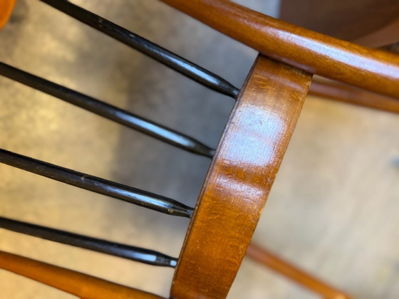 Set di 4 sedie da pranzo vintage Mid-Century con schienale a fuso – ca. 1962 – Legno (photo 7 of 15)