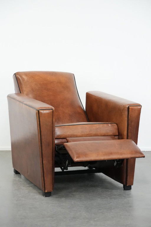 Poltrona reclinabile regolabile in pelle di pecora dal design elegante