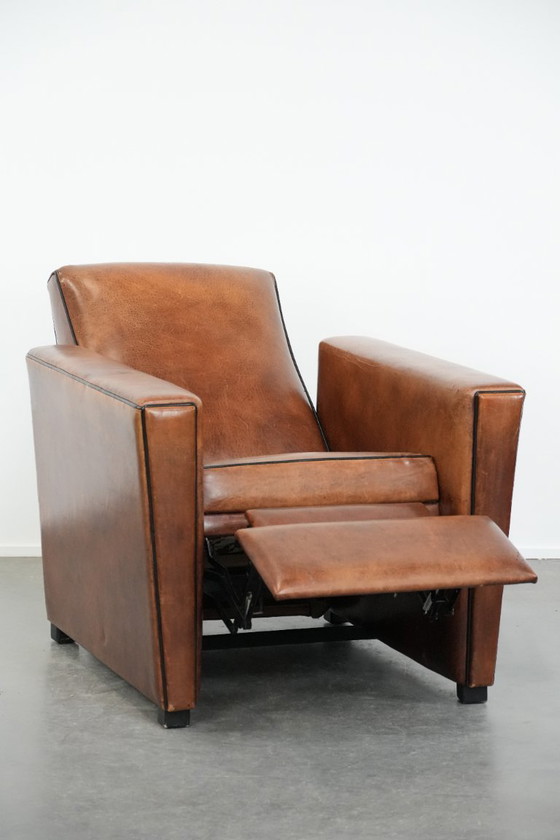 Image 1 of Poltrona reclinabile regolabile in pelle di pecora dal design elegante