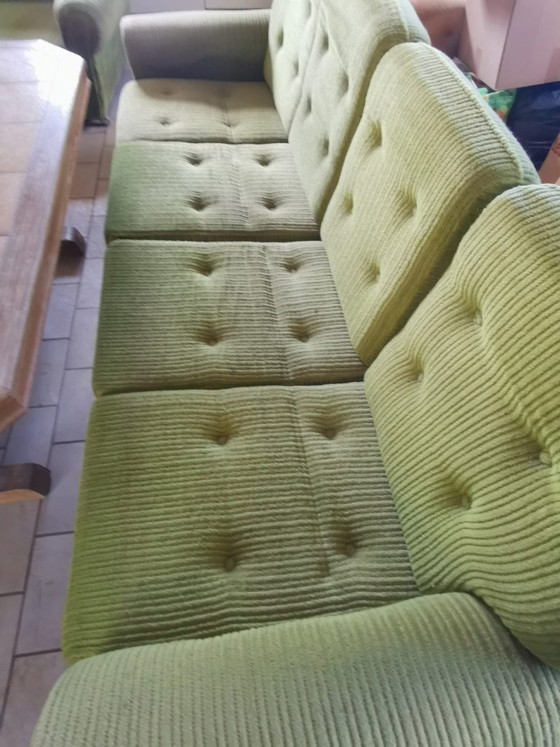 Image 1 of Mid-century style 4-seater sofa with matching upholstered armchair, 1960s/70s