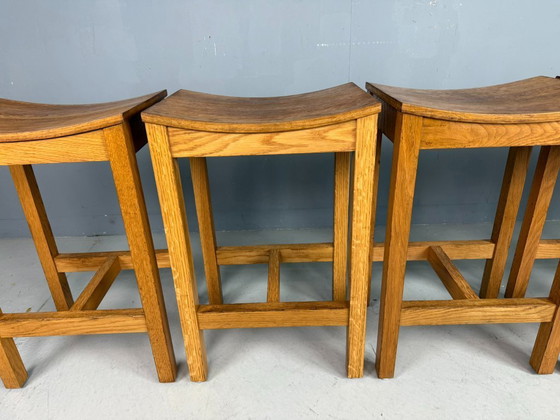 Image 1 of Set of 2 Japandi oak stools by Jonas Lindvall for David Design 1990s